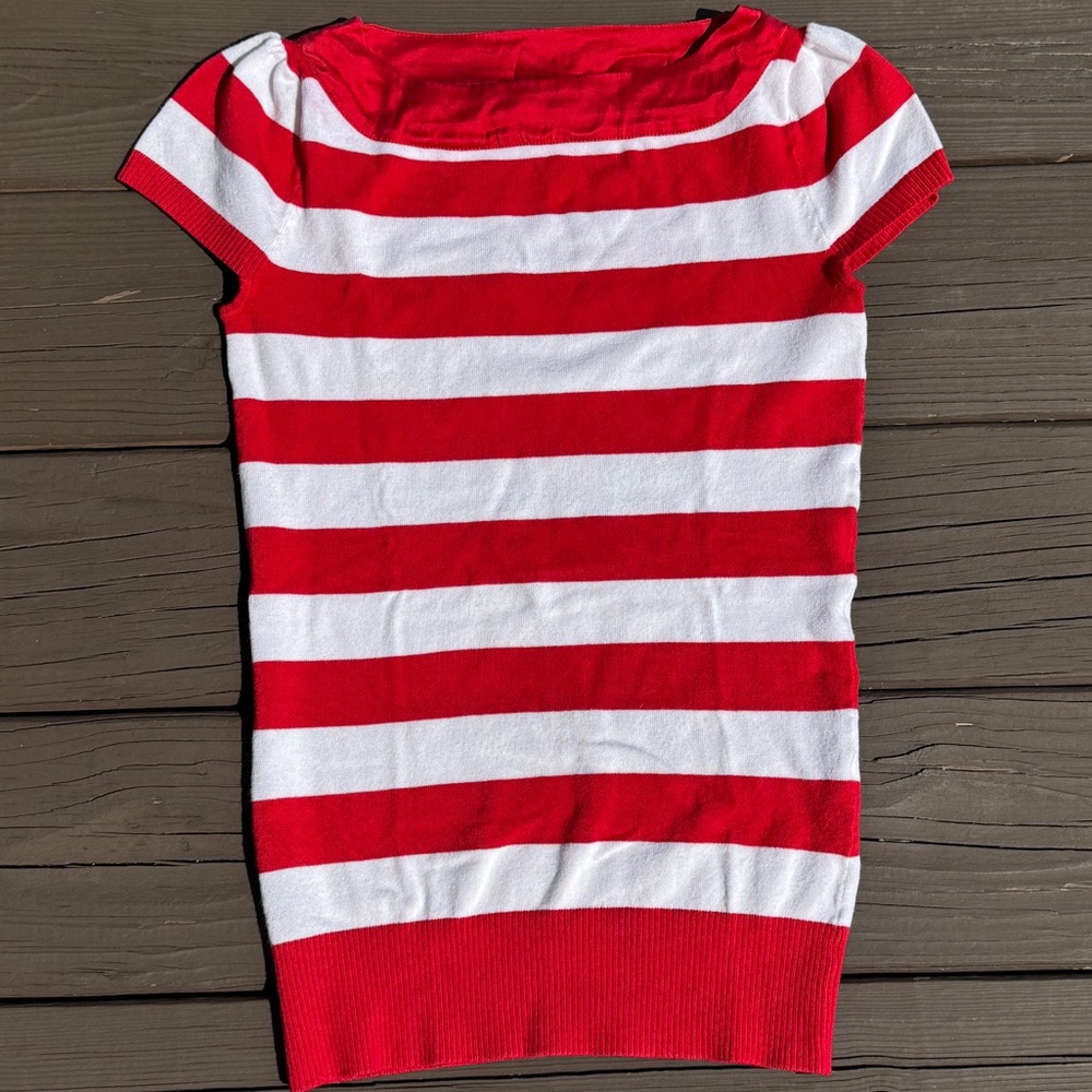 Bebe Red and White Striped Top - Size M